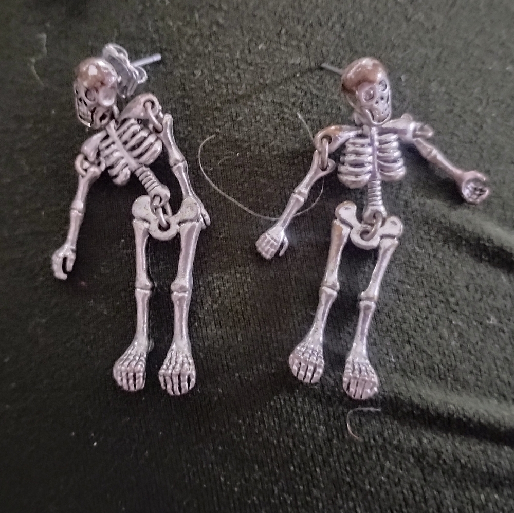 Silver Skeleton Earrings